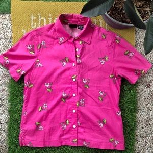 Vintage Pink Tiki Button Down